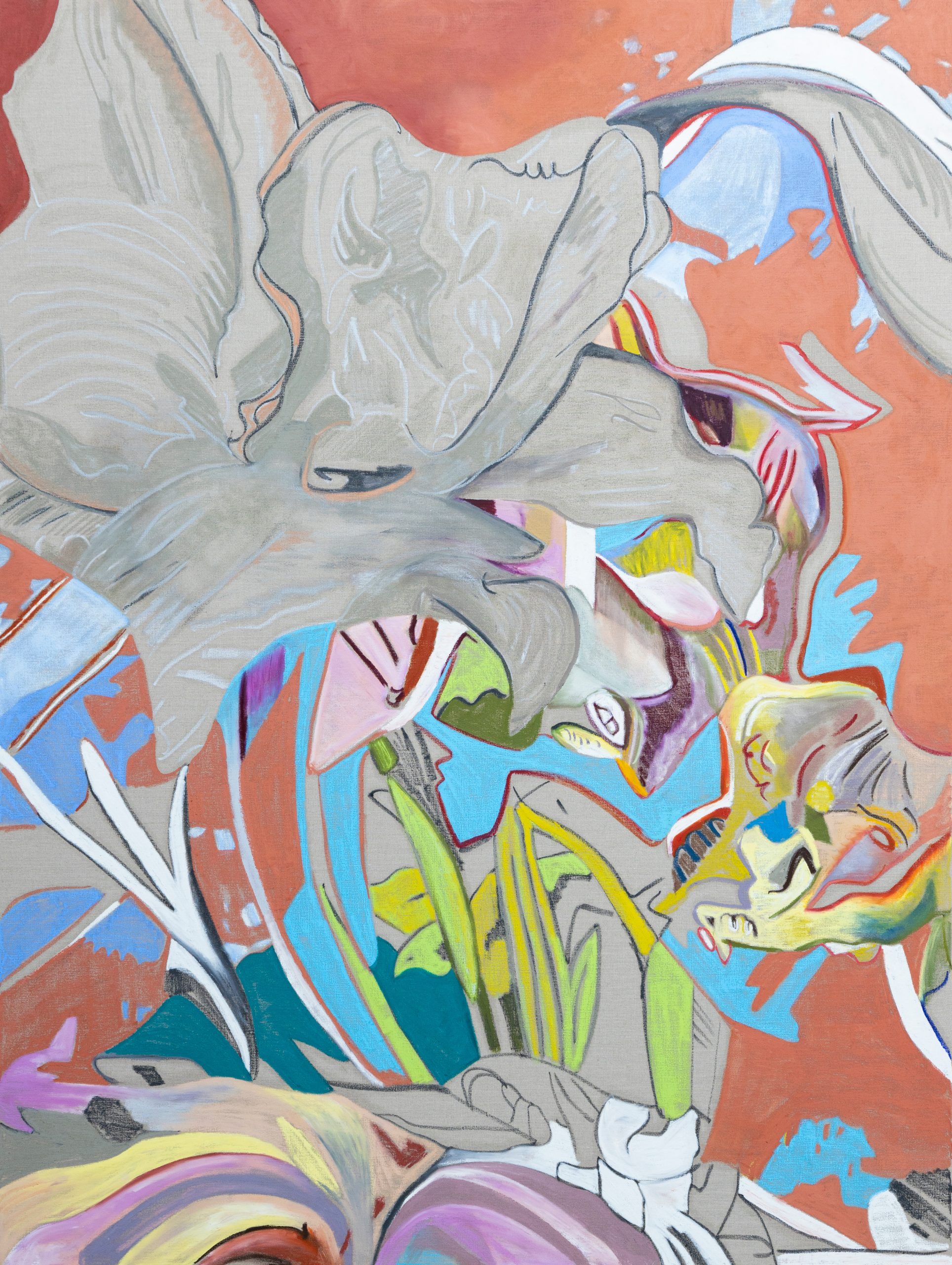 Florentijn de Boer Everything high 160 x 120 oilpastel on canvas 2021 hele schilderij